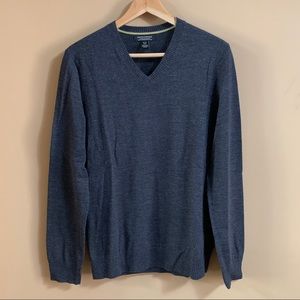 Banana Republic Grey 100% Extra Fine Merino Wool V-Neck Sweater